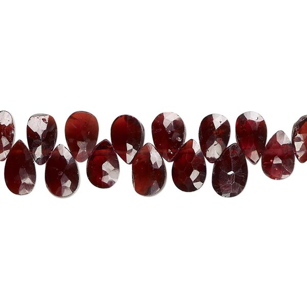 Garnet 1pkg1, hand-cut top-drilled faceted puffed teardrop bead 9 inch 5x4mm-8x6mm image number 0