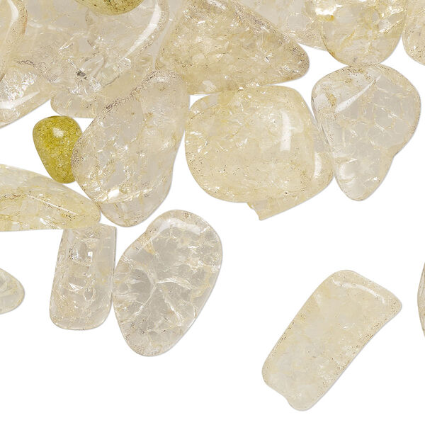 Bead mix, crackle glass, translucent light yellow, medium to gigantic chip. Sold per 8-ounce pkg. image number 0