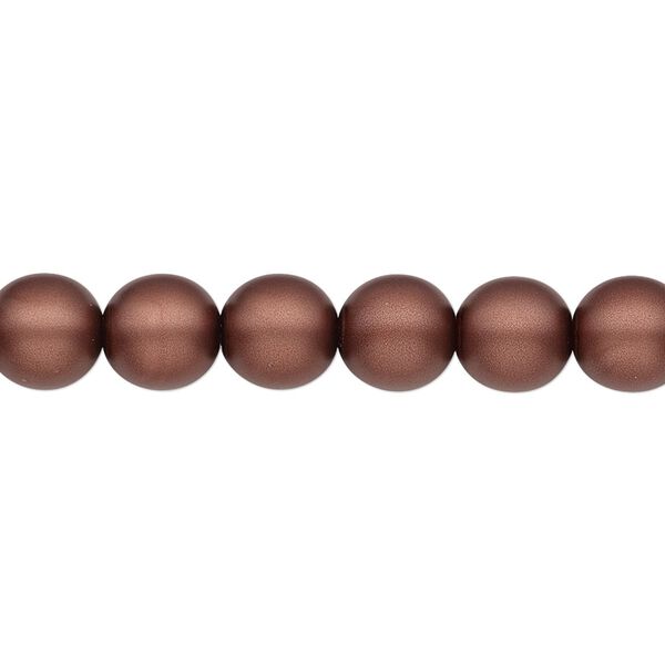 Bead, Czech pearl-coated glass druk, opaque matte mocha, 8mm round. Sold per 15-1/2" to 16" strand. image number 0