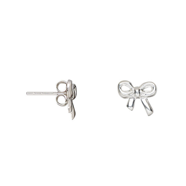 Earstud, sterling silver, 10x9mm bow with post. Sold per pair. image number 0