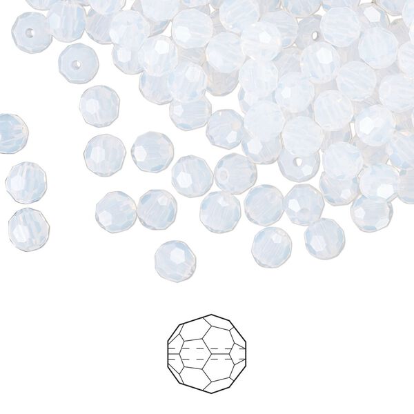 Bead 24pk white opal, Preciosa Czech crystal 4mm round image number 0