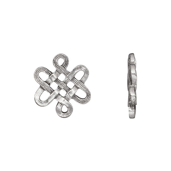 Link, antiqued pewter (tin-based alloy), 17x15mm Celtic design. Sold per pkg of 2. image number 0