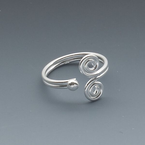 Toe ring, sterling silver, 12mm wide with double swirl design, adjustable. Sold individually. image number 0