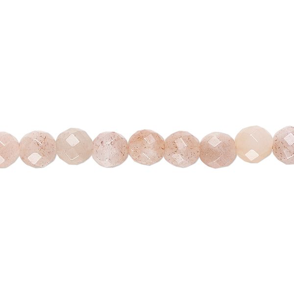 Pink flake moonstone 1pkg1, faceted round bead natural 8 inch 6mm image number 0