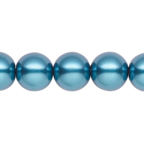 Pearl 1pk teal, Celestial Crystal® 12mm round 15.5-16 inch image number 0