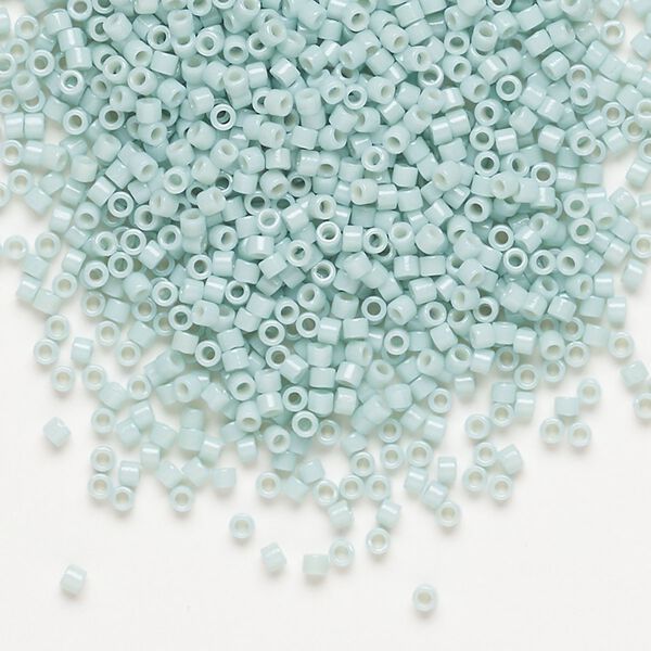 Seed bead, Delica®, glass, pkg/50g, #11 round, Duracoat® opaque outside dyed pale turquoise (DB-2356). image number 0