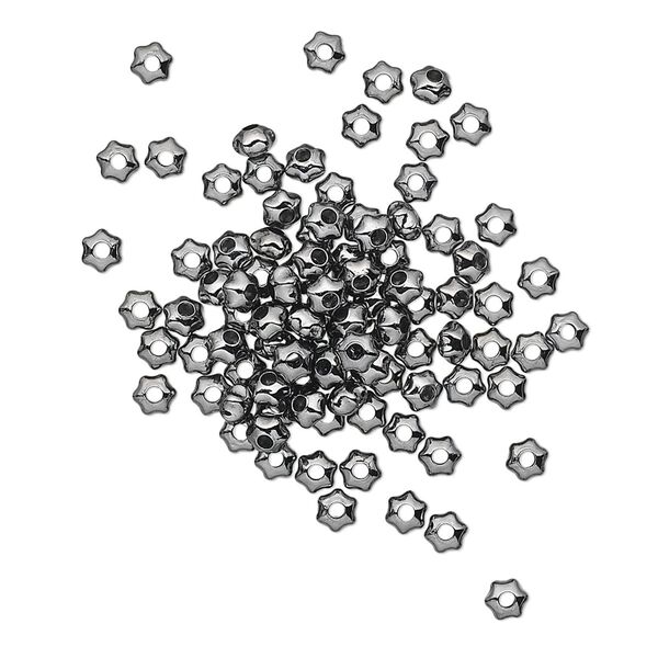 Bead, gunmetal-plated brass, 3x2mm star. Sold per pkg of 100. image number 0