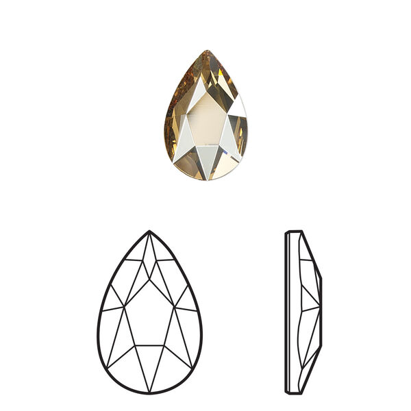 Flat back 6pk crystal golden shadow foil back, Crystal Passions® 14x9mm pear 2303 image number 0