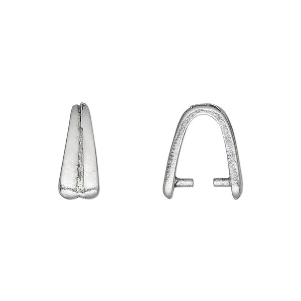Bail, ice-pick, antique silver-plated pewter (tin-based alloy), 14x6mm with 9mm grip length. Sold individually. image number 0