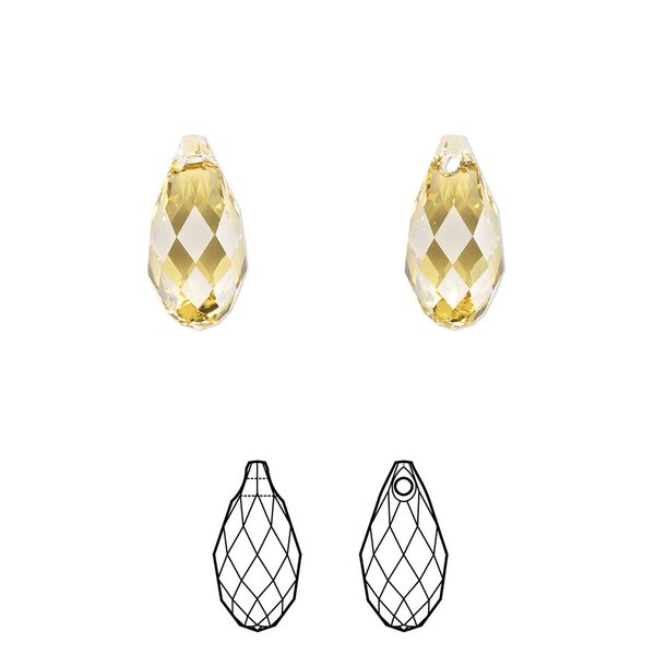 Briolette 2pk dark jonquil, Crystal Passions® Regenerated 13x6.5mm pendant drop 6010 image number 0