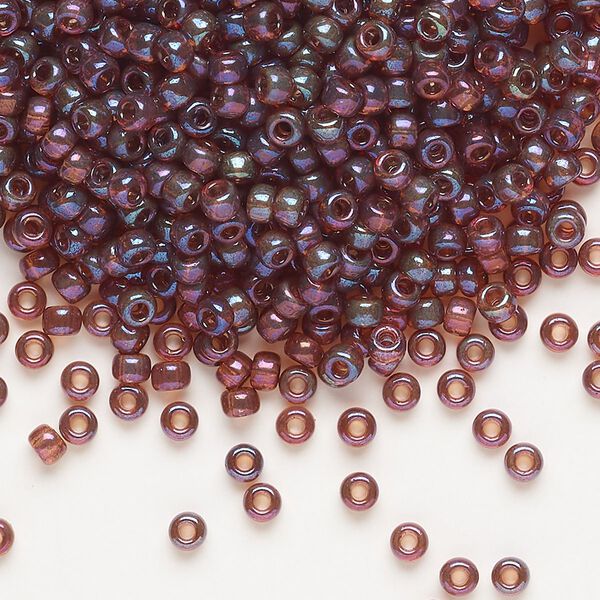 Seed bead, Miyuki, glass, pkg/250g, #8 rocaille, translucent gold luster claret (RR-302). image number 0