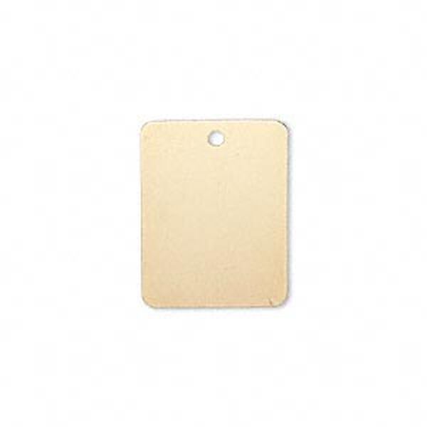 Drop, gold-finished brass, 20x15mm double-sided rectangle. Sold per pkg of 6. image number 0