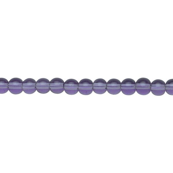 Bead, glass, violet, 4mm round. Sold per 36-inch strand. image number 0
