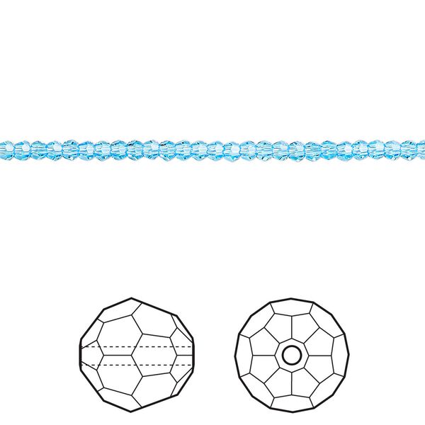 Bead 36pk aquamarine, Crystal Passions® 2mm round 5000 image number 0