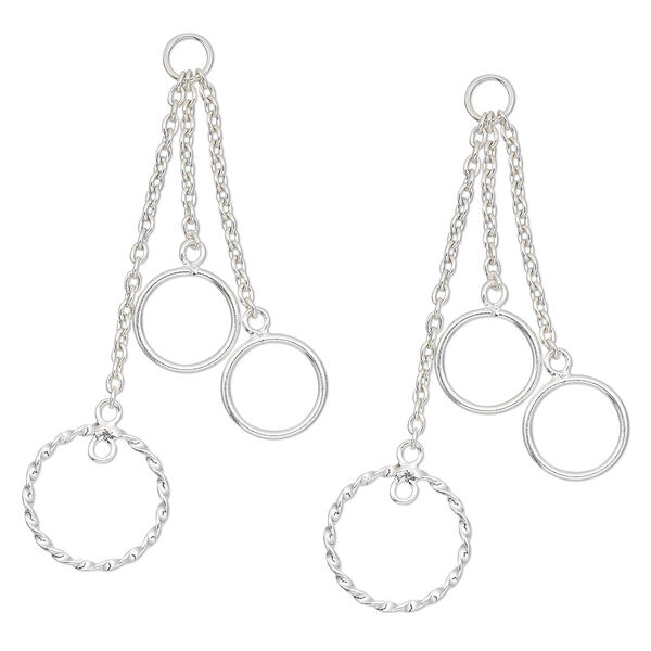 Focal, sterling silver, 42x12mm chain with circles. Sold per pkg of 2. image number 0