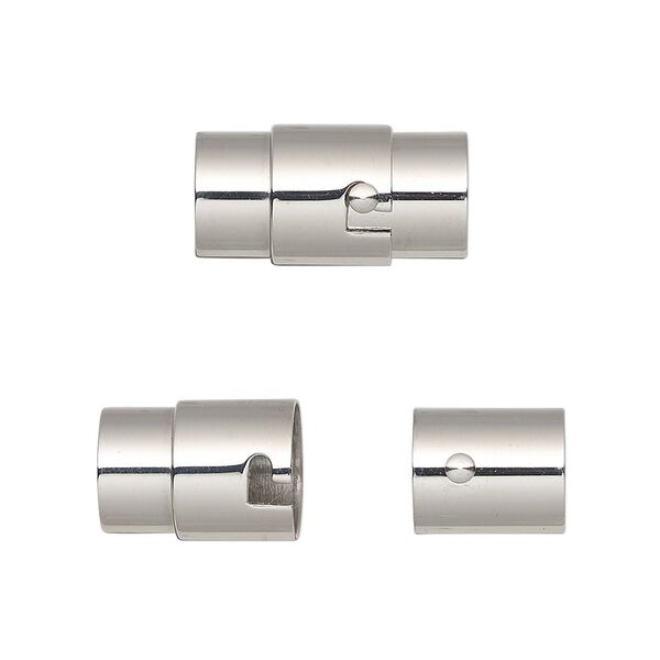 Clasp, magnetic, stainless steel, 18x9.5mm locking round tube with glue-in ends. Sold individually. image number 0