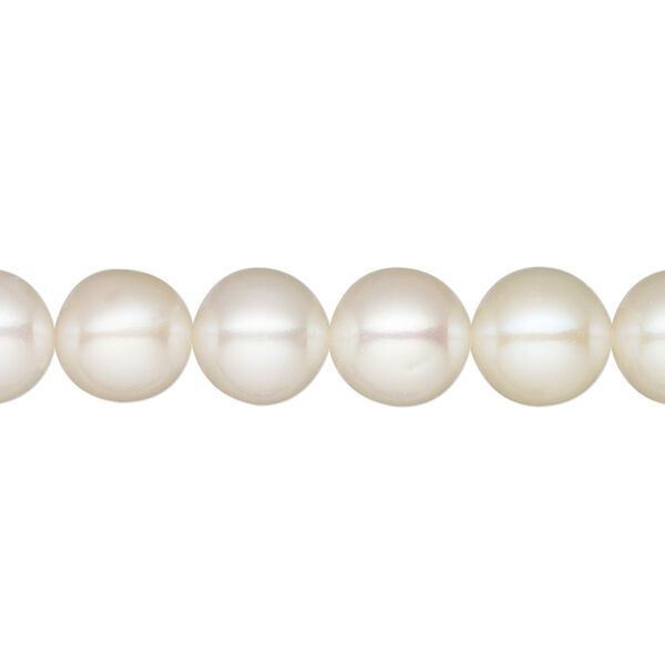 Pearl, White Lotus™, cultured freshwater (bleached), white, 8.5-9.5mm semi-round, B+ grade, Mohs hardness 2-1/2 to 4. Sold per 15-1/2" to 16" strand. image number 0
