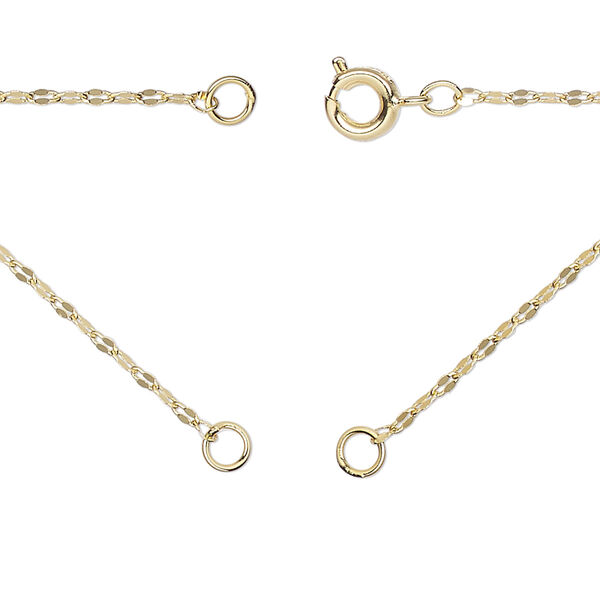 Necklace, gold-finished brass, 1.5mm mirror, 18 inches in (2) 9" segments with (2) 3.5mm soldered jump rings and springing clasp. Sold Individually. image number 0