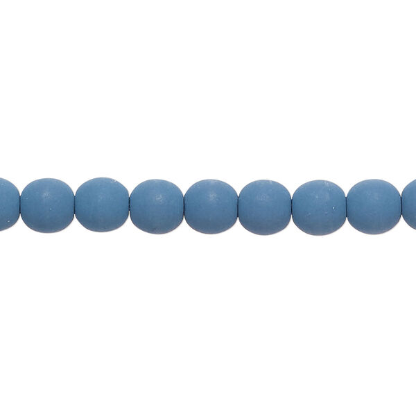 Bead, coated glass, opaque matte dark navy blue, 6mm round. Sold per 7-inch strand, approximately 30 beads. image number 0