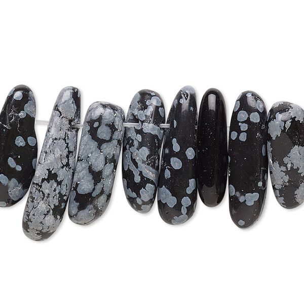 Snowflake obsidian 1pkg1, top-drilled Hawaiian chip bead natural 15.5-16 inch extra-large image number 0