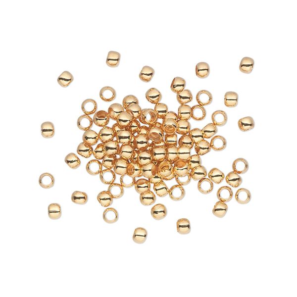 Bead, gold-plated brass, 2.5mm micro round. Sold per pkg of 500. image number 0