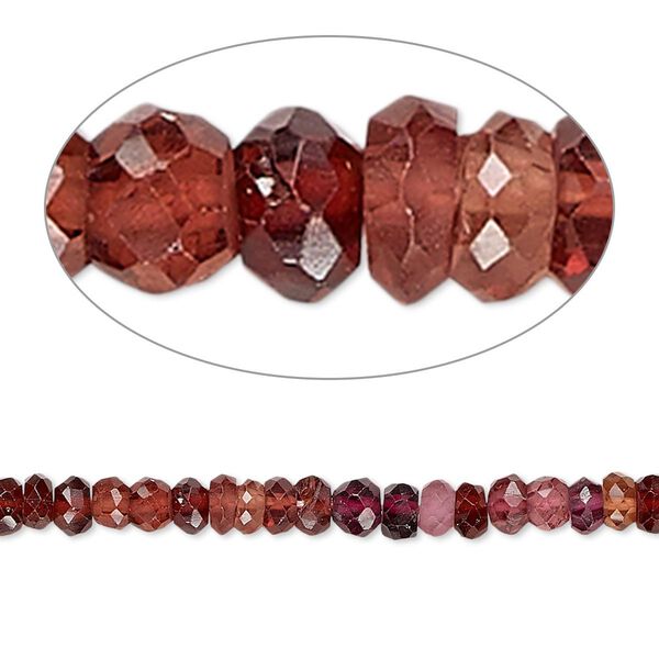 Garnet 1pkg1, hand-cut faceted rondelle bead natural 13 inch 4x2mm-5x3mm image number 0