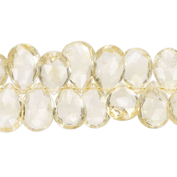 Citrine 1pkg1, hand-cut top-drilled faceted puffed teardrop bead 8 inch graduated 10x7mm-14x9mm image number 0
