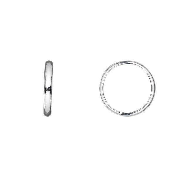 Jump ring, sterling silver, 14mm soldered round, 12mm inside diameter, 12 gauge. Sold per pkg of 4. image number 0