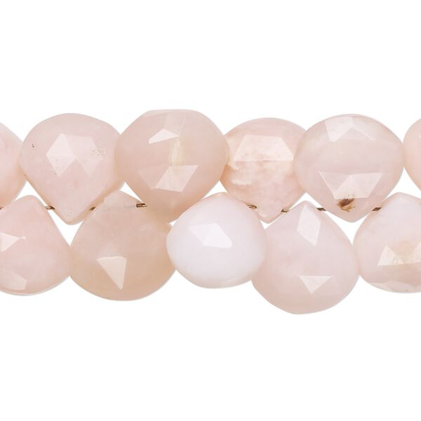 Pink opal 1pkg1, hand-cut top-drilled faceted puffed teardrop bead natural 8 inch 11x10mm-13x12mm image number 0
