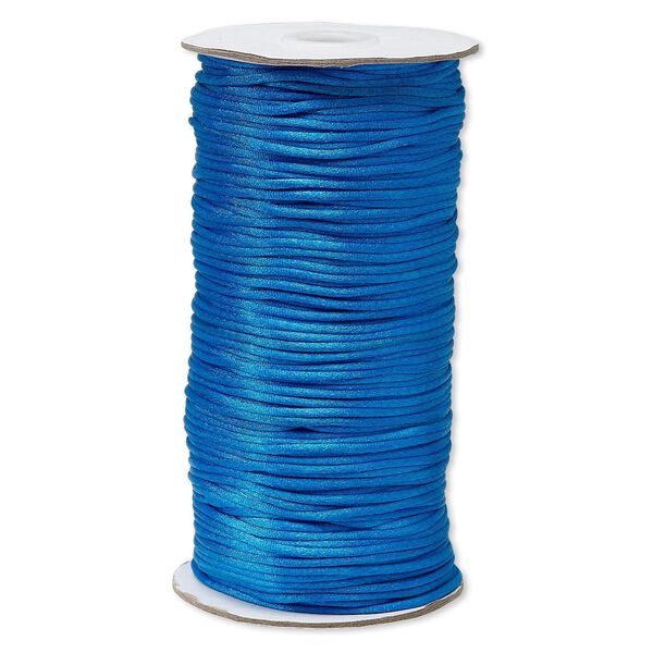 Cord, Satinique™, satin, dark turquoise blue, 2mm regular. Sold per 400-foot spool. image number 0