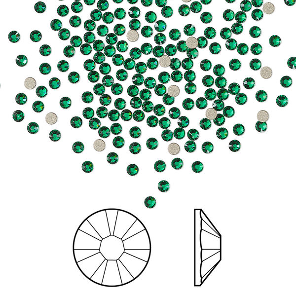 Flat back 1440pk majestic green foil back, Swarovski® 1.7-1.9mm rose round SS5 2058 image number 0