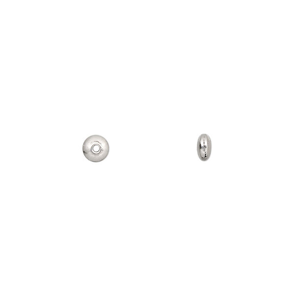 Bead, sterling silver, 4x2mm smooth rondelle. Sold per pkg of 24. image number 0
