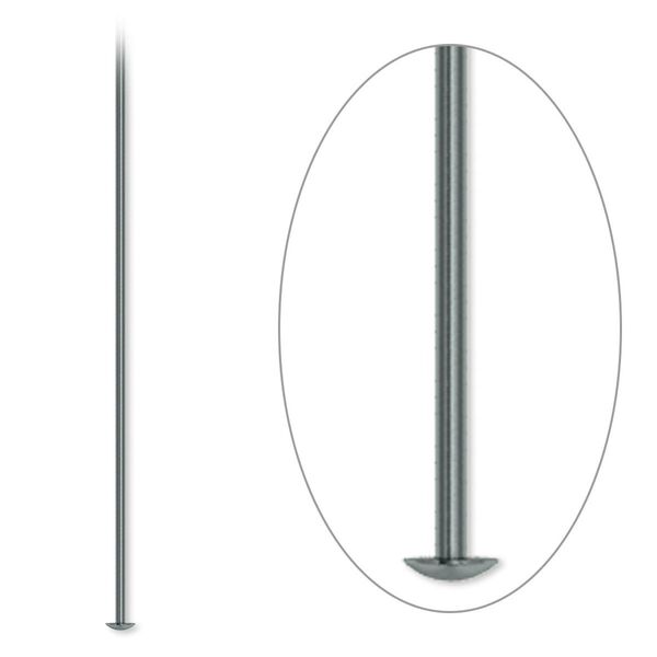 Head pin, gunmetal-plated brass, 2 inches, 21 gauge. Sold per pkg of 500. image number 0