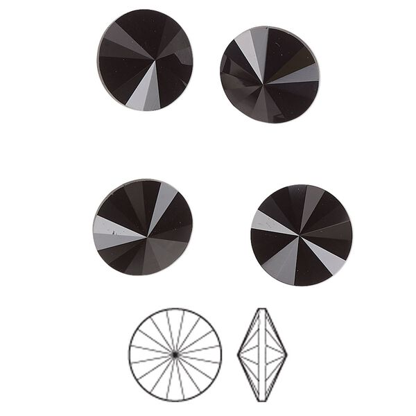 Chaton 8pk jet, Preciosa MAXIMA Czech crystal rhinestone 10.54-10.91mm rivoli SS47 image number 0