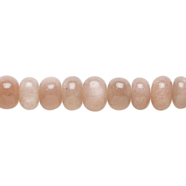 Peach moonstone 1pkg1, hand-cut rondelle bead natural B+ grade, 14 inch 7x4mm-8x6mm image number 0