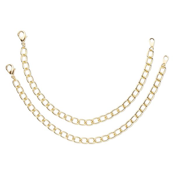 Chain, gold-finished steel, twisted oval cable, 7 inches. Sold per pkg of 2. image number 0