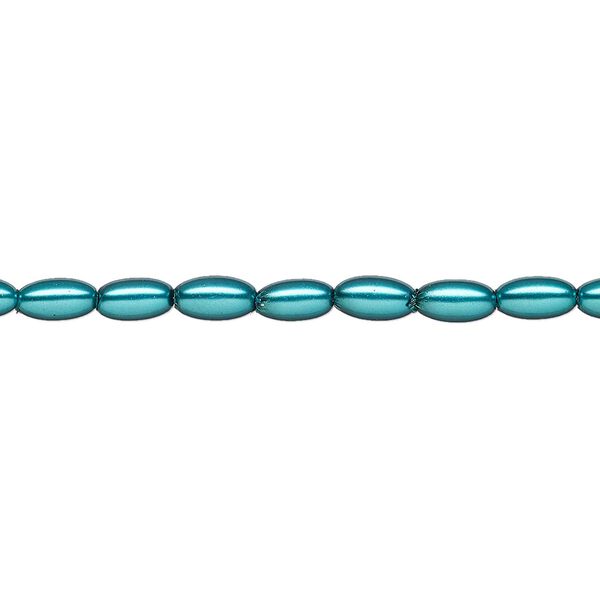 Pearl 1pk teal, Celestial Crystal® 6x3.5mm rice 15.5-16 inch image number 0