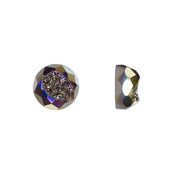 Druzy agate 1pkg1, hand-cut calibrated faceted round cab 10mm image number 0