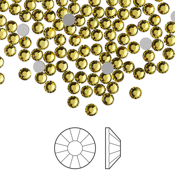 Flat back 144pk acid yellow foil back, Preciosa VIVA 12® Czech crystal rhinestone 3-3.2mm chaton rose round SS12 image number 0