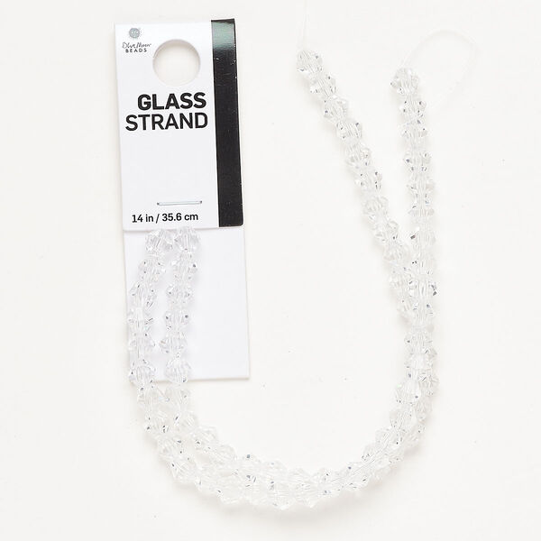 Bead, glass, clear, 5-6mm faceted bicone. Sold per 14-inch strand, approximately 65 beads. image number 0