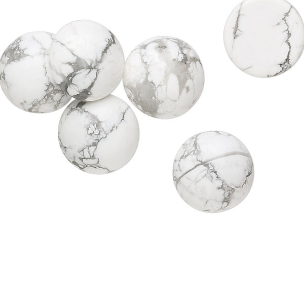 Howlite 1pkg6, calibrated round cab natural 12mm image number 0