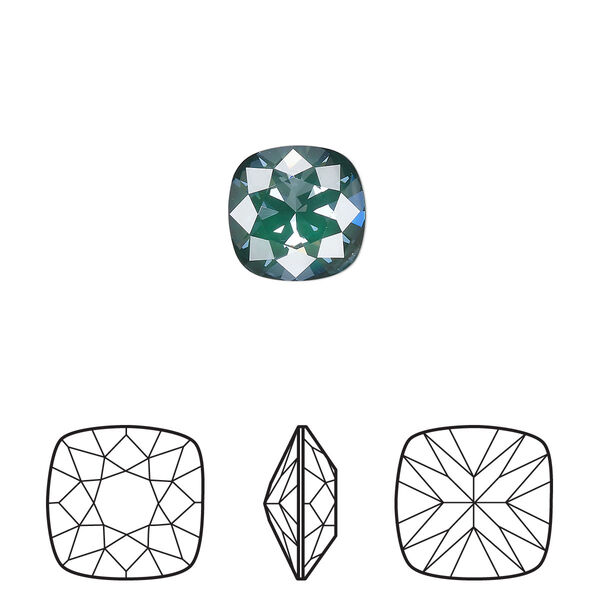 Fancy stone 2pk crystal pine green ignite LacquerPRO, Crystal Passions® 10mm cushion 4470 image number 0