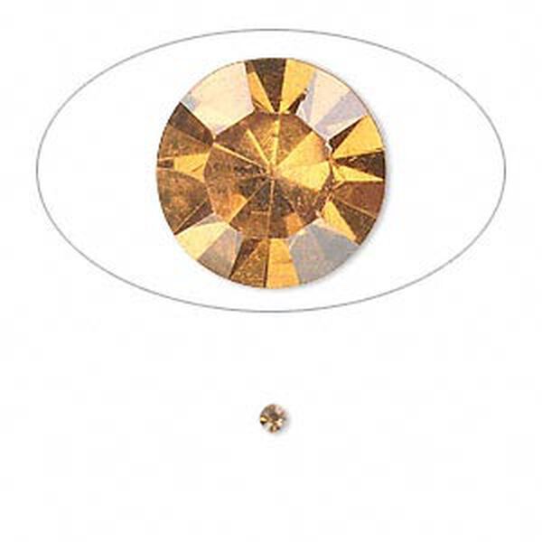 Chaton, glass rhinestone, amber yellow, foil back, 2.2-2.3mm faceted round, PP16. Sold per pkg of 72. image number 0