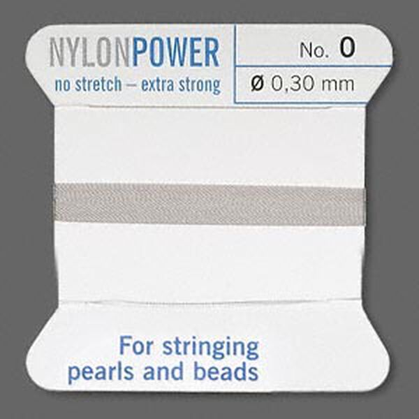 Thread, Griffin, nylon, grey, size #0. Sold per 2-meter card (approximately 78 inches). image number 0