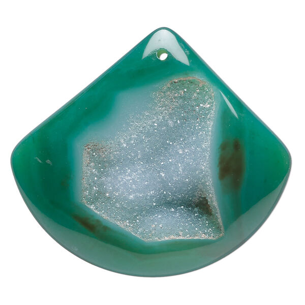Druzy green agate 1pkg1, puffed teardrop focal 48x46mm-62x60mm image number 0