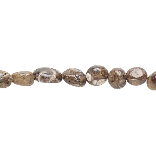 Turritella agate 1pkg1, pebble bead 8 inch small image number 0