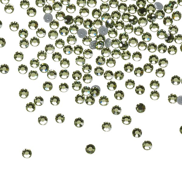 Flat back, Dance With Me™ crystal hotfix rhinestone, peridot, foil back, 2.3-2.5mm rose, SS8. Sold per pkg of 144 (1 gross). image number 0