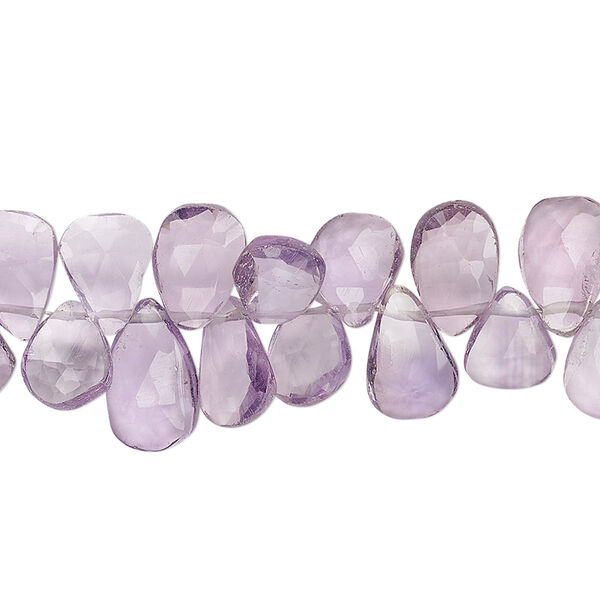 Amethyst 1pkg1, hand-cut top-drilled faceted puffed teardrop bead natural 9 inch 8x6mm-12x7mm image number 0
