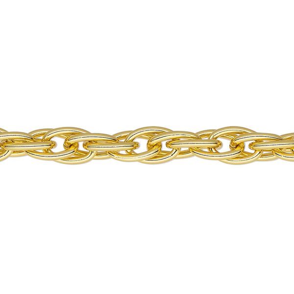 Chain, gold-finished aluminum, 5.7mm triple rope. Sold per pkg of 5 feet. image number 0