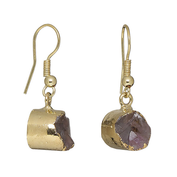 Druzy agate / brass 1pkg1, gold-plated fishhook earring 30mm image number 0
